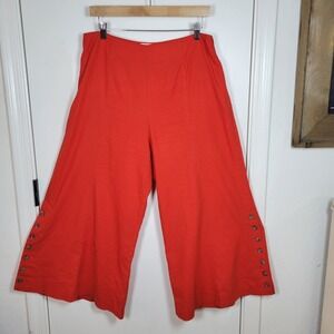 Anthropologie Retro Buttoned Red Wide-Leg Flare Pants Size 8 70s Style